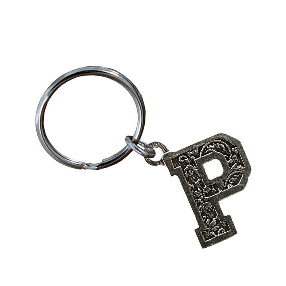 5917 Letter P Keychain, Pewter, L016KC, 1 inch, 100% American Made, P